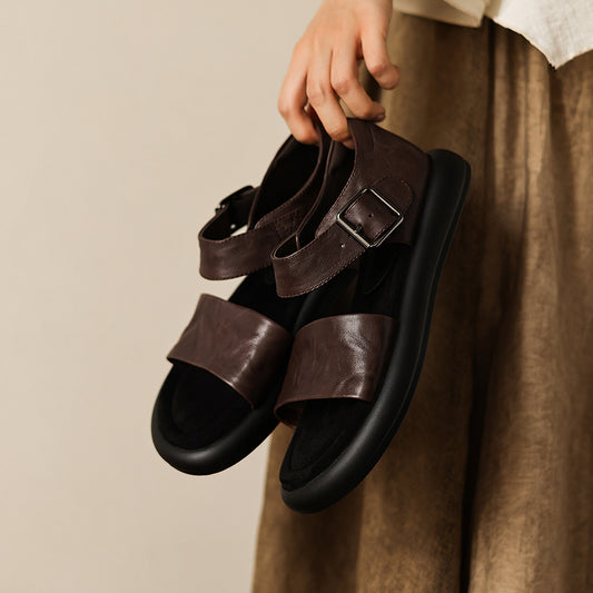 Sandales élégantes en cuir à bride ajustable pour femme