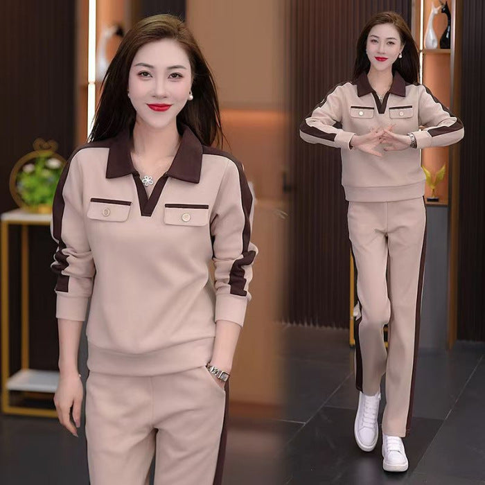 Ensemble chic col V jambes larges