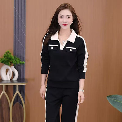 Ensemble chic col V jambes larges