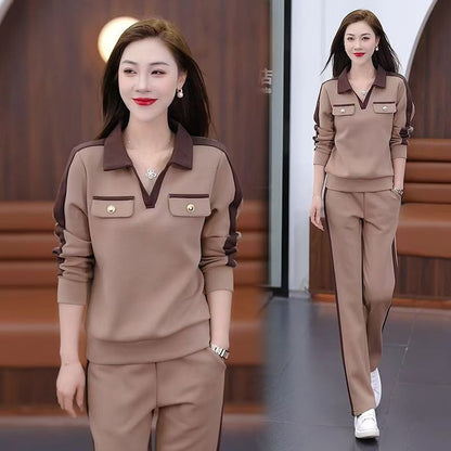 Ensemble chic col V jambes larges